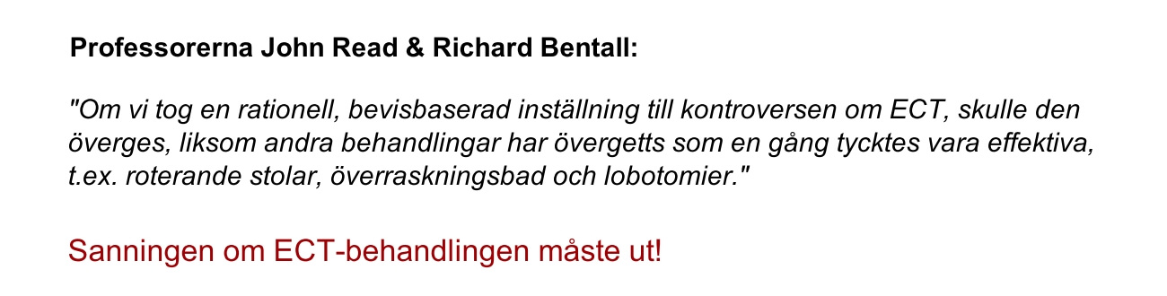 Vetenskapliga bevis mot elchocker, ECT-behandling